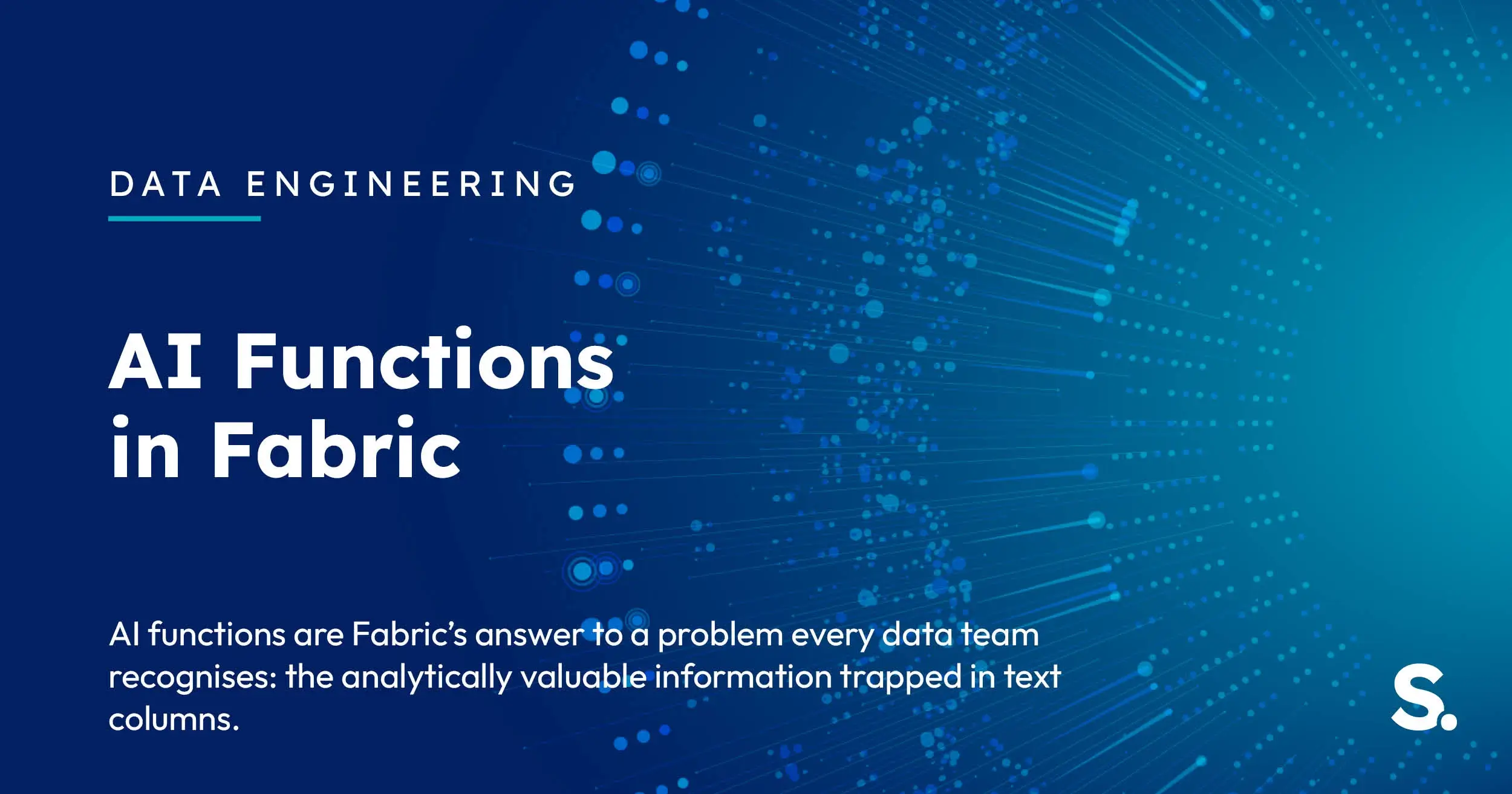 Navy Solv Systems title card reading 'AI Functions in Fabric' with a transformation arrows motif.