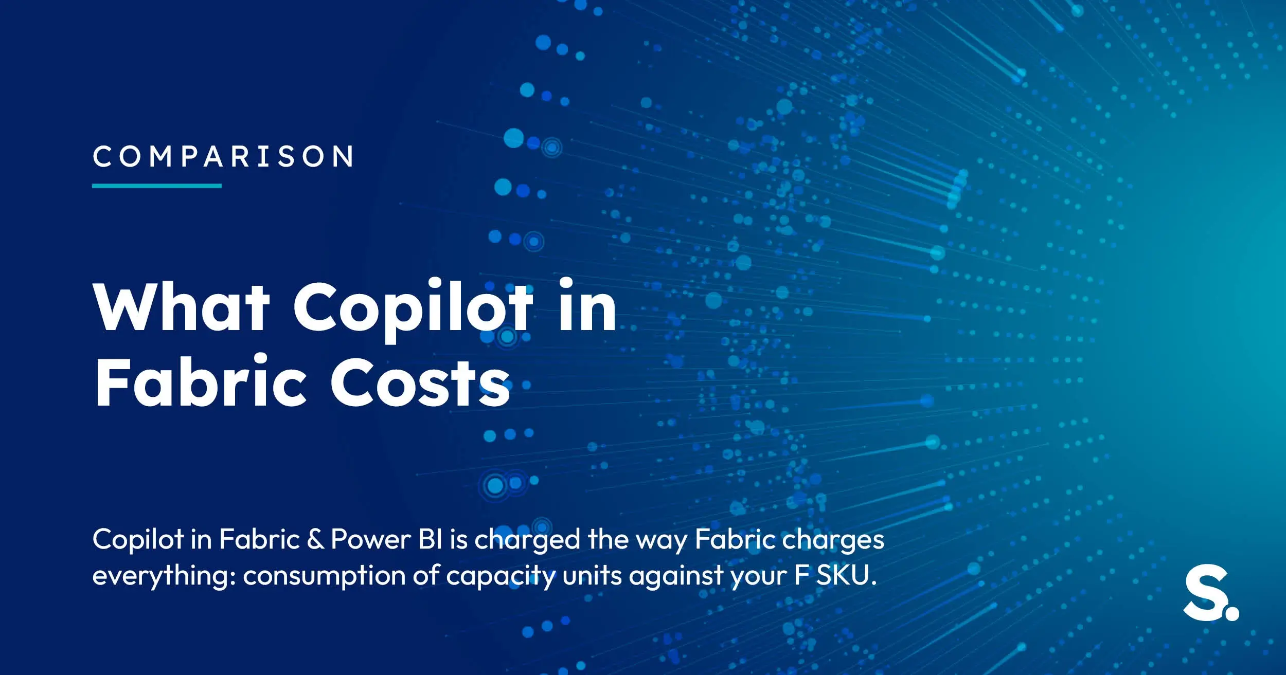 Navy Solv Systems title card reading 'What Copilot in Fabric Costs' with a capacity gauge motif.