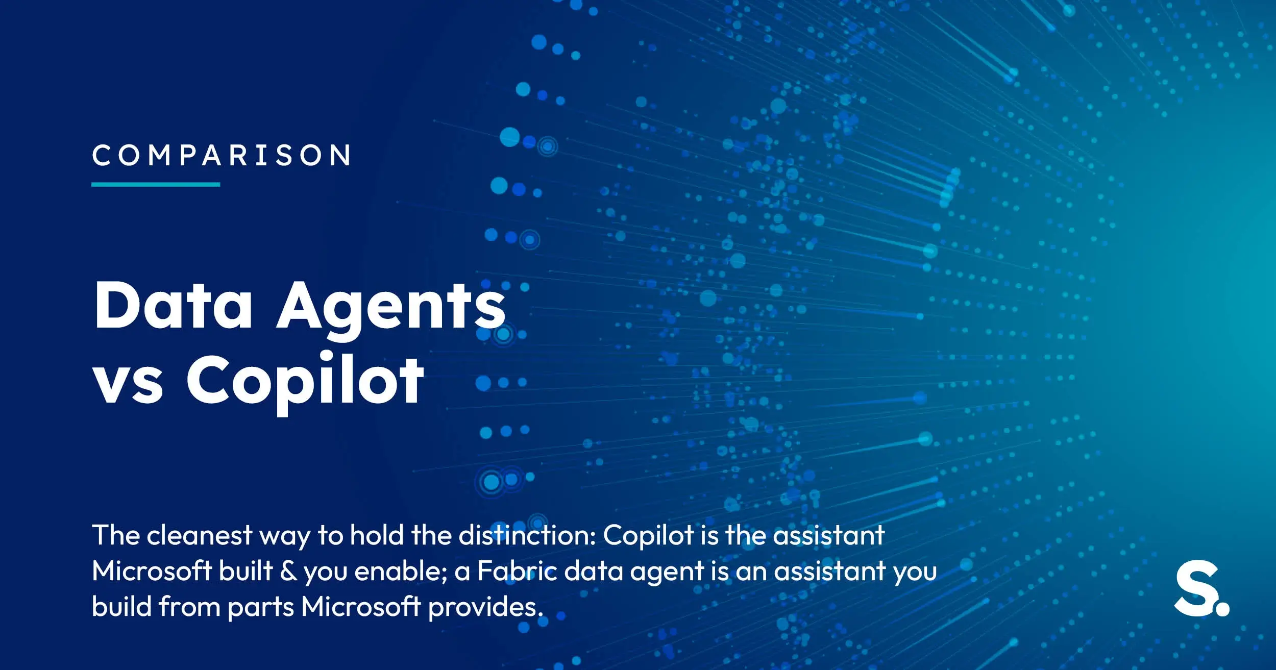 Navy Solv Systems title card reading 'Data Agents vs Copilot' with a decision fork motif.