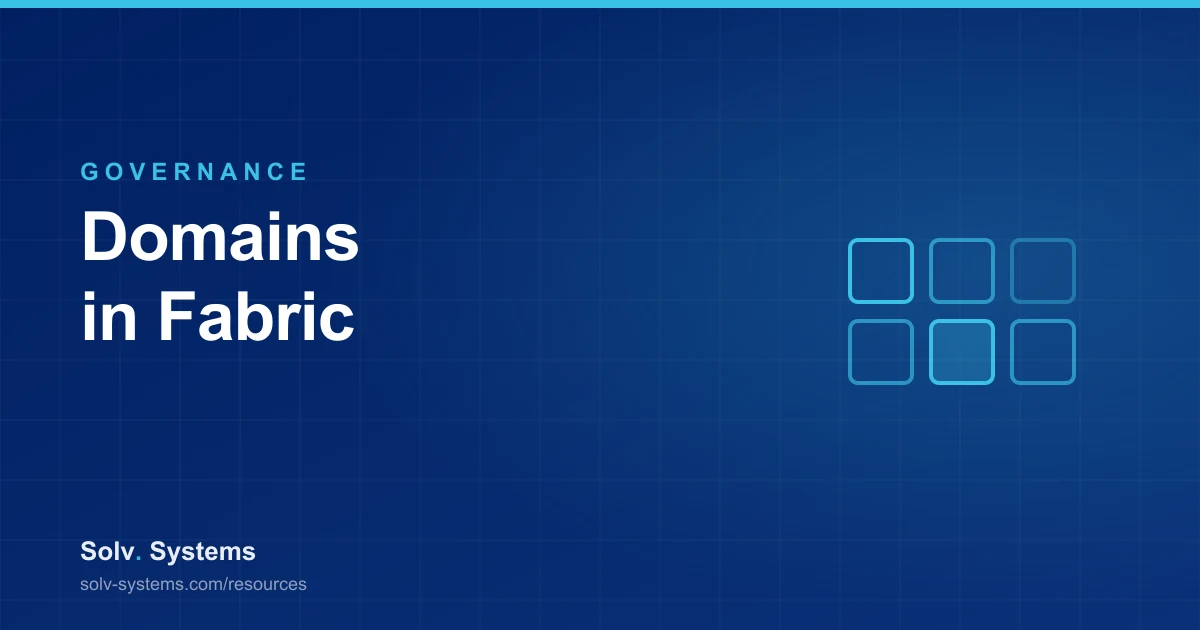 Navy Solv Systems title card reading 'Domains in Fabric' with a grid of tiles motif.