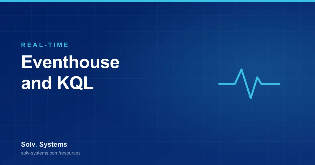 Navy Solv Systems title card reading 'Eventhouse and KQL' with a pulse line motif.