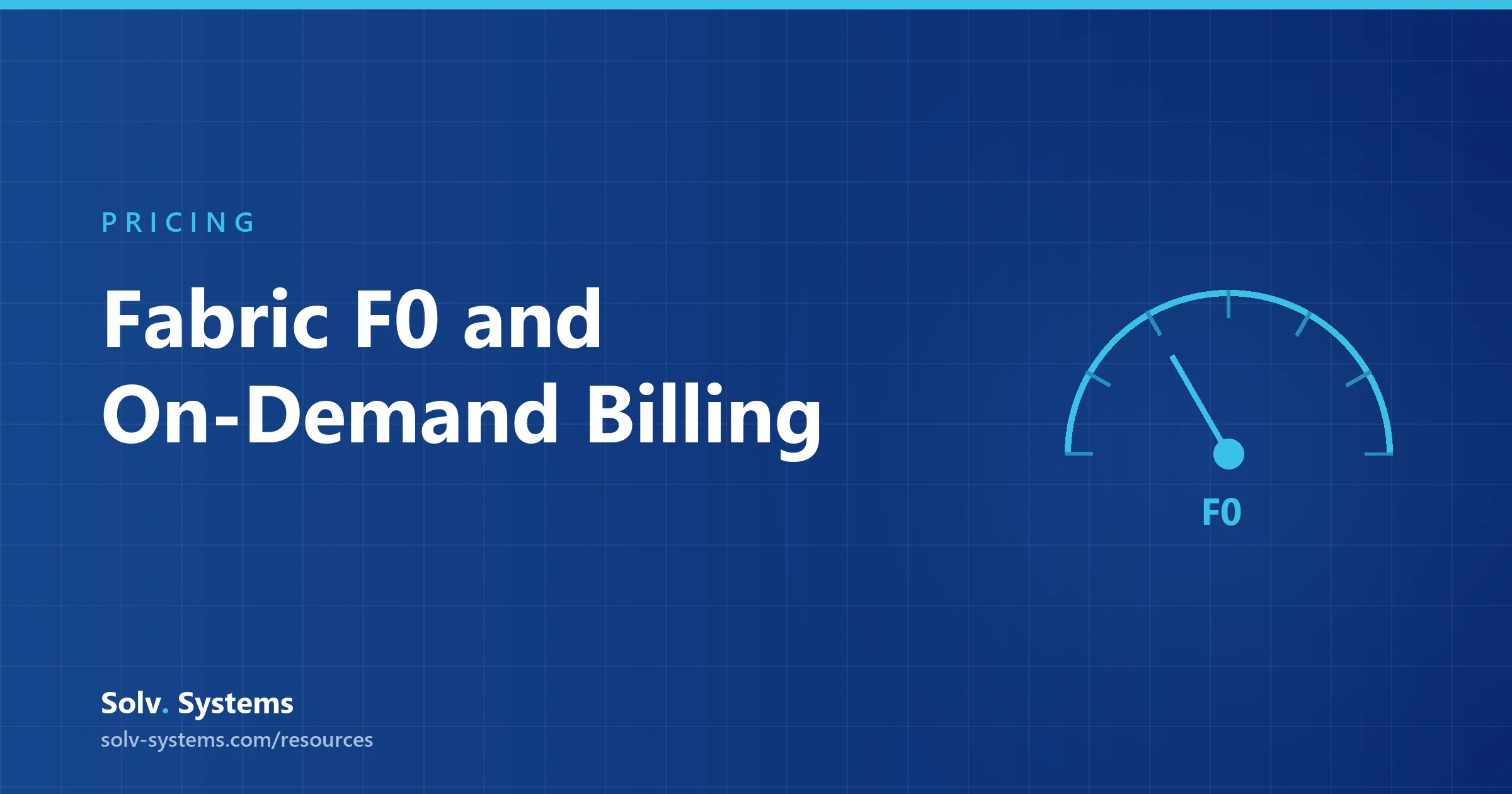 Navy Solv Systems title card reading 'Fabric F0 and On-Demand Billing' with a rising meter motif.
