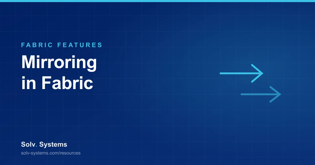 Navy Solv Systems title card reading 'Mirroring in Fabric' with a transformation arrows motif.