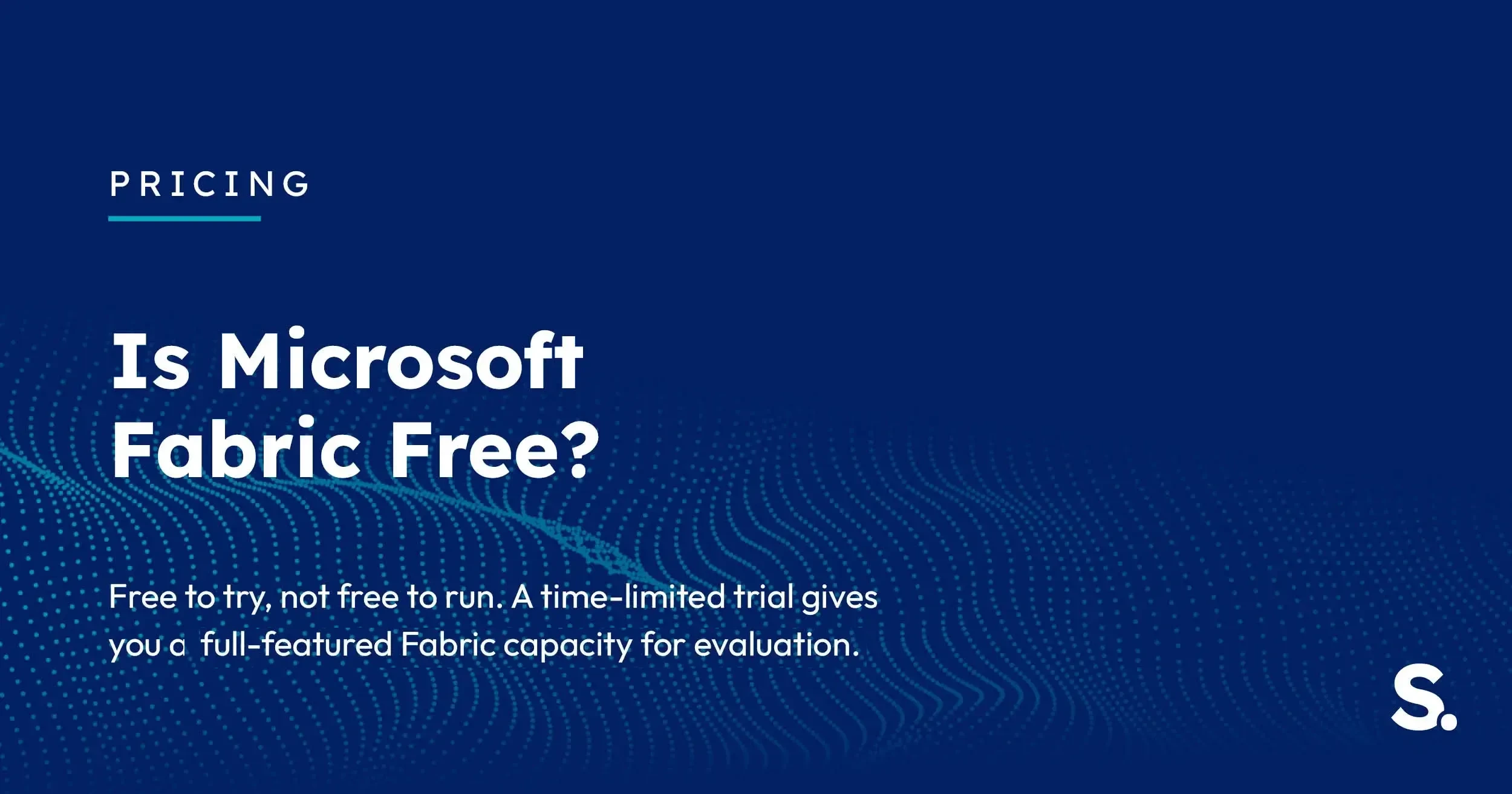 Navy Solv Systems title card reading 'Is Microsoft Fabric Free?' with a price tag motif.