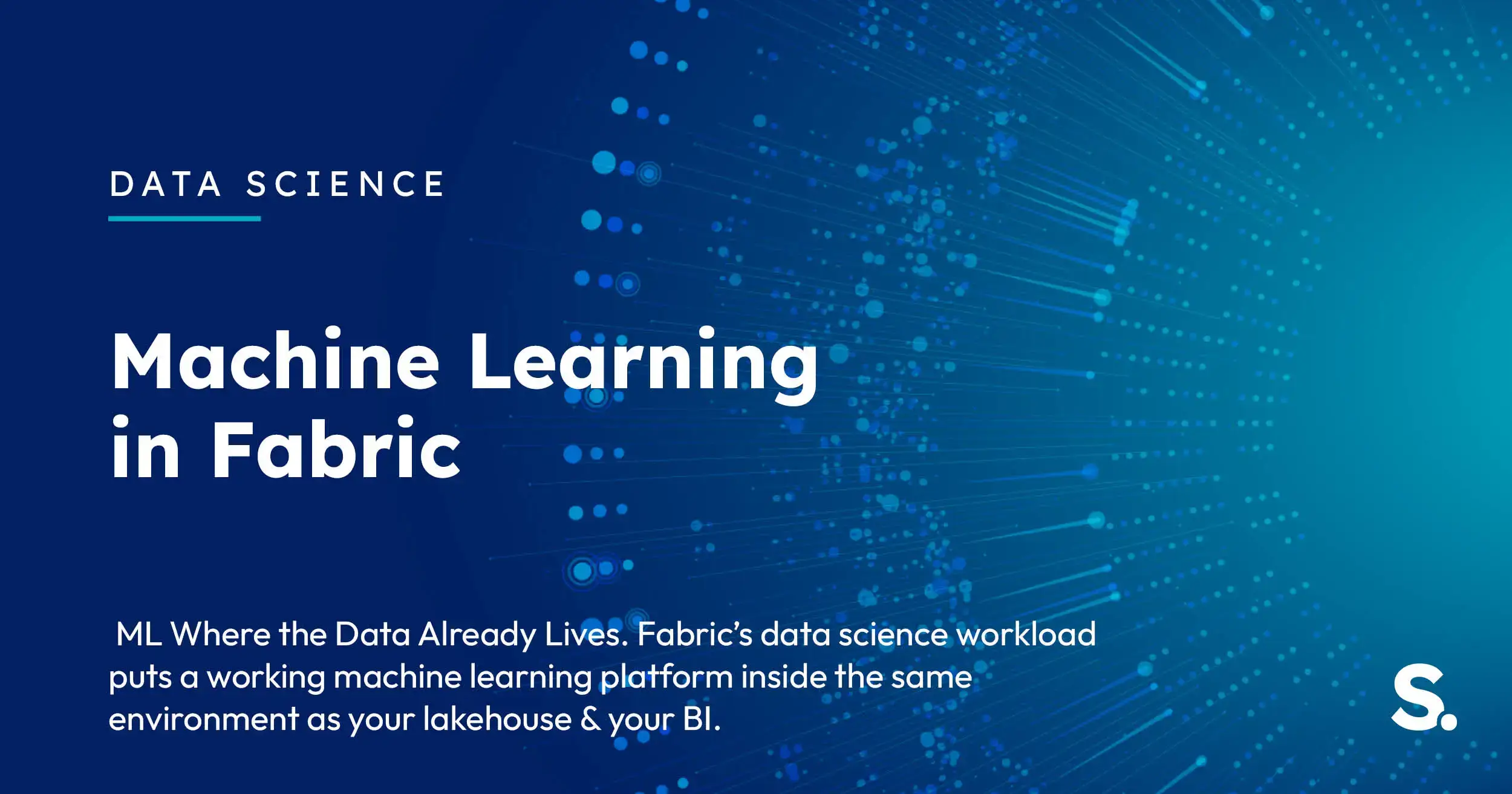 Navy Solv Systems title card reading 'Machine Learning in Fabric' with a connected nodes motif.