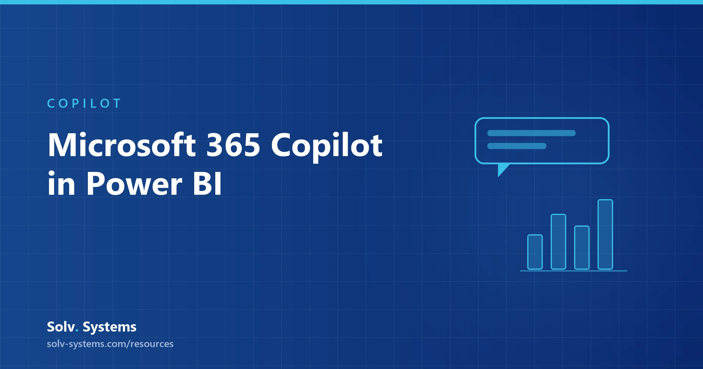 Navy Solv Systems title card reading 'Microsoft 365 Copilot in Power BI' with a padlocked semantic model motif.
