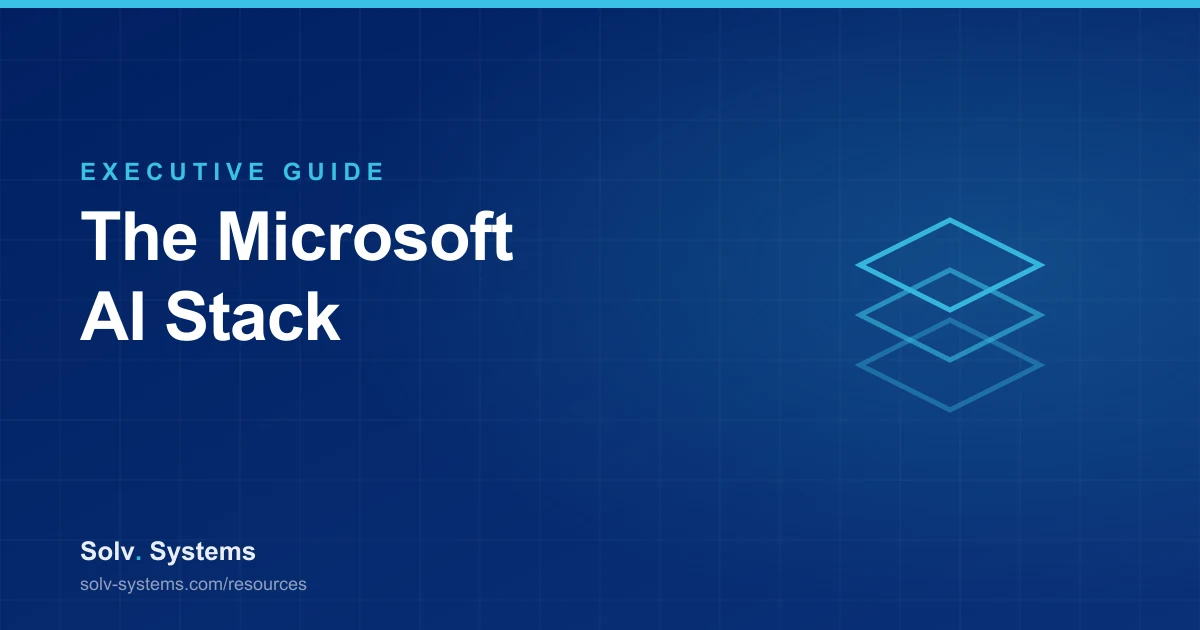 Navy Solv Systems title card reading 'The Microsoft AI Stack' with a layered platform motif.
