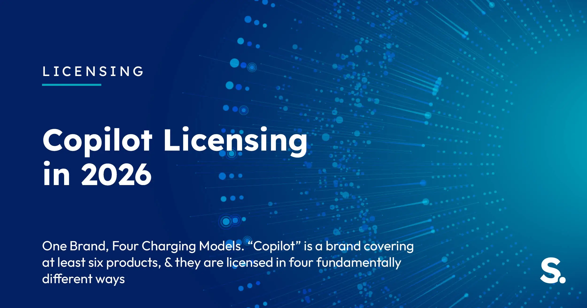 Navy Solv Systems title card reading 'Copilot Licensing in 2026' with a price tag motif.