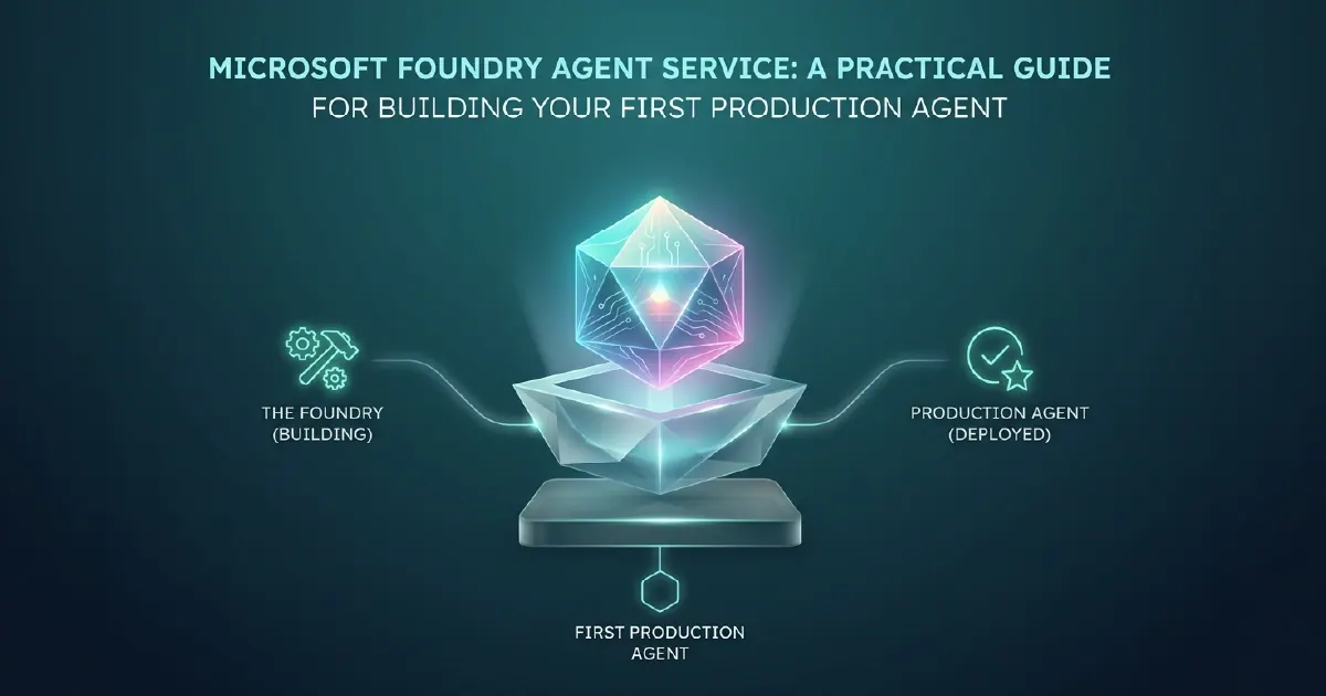 Architectural diagram of Microsoft Foundry Agent Service showing the agent runtime, tool integrations, memory management, and orchestration layers for production AI agents.