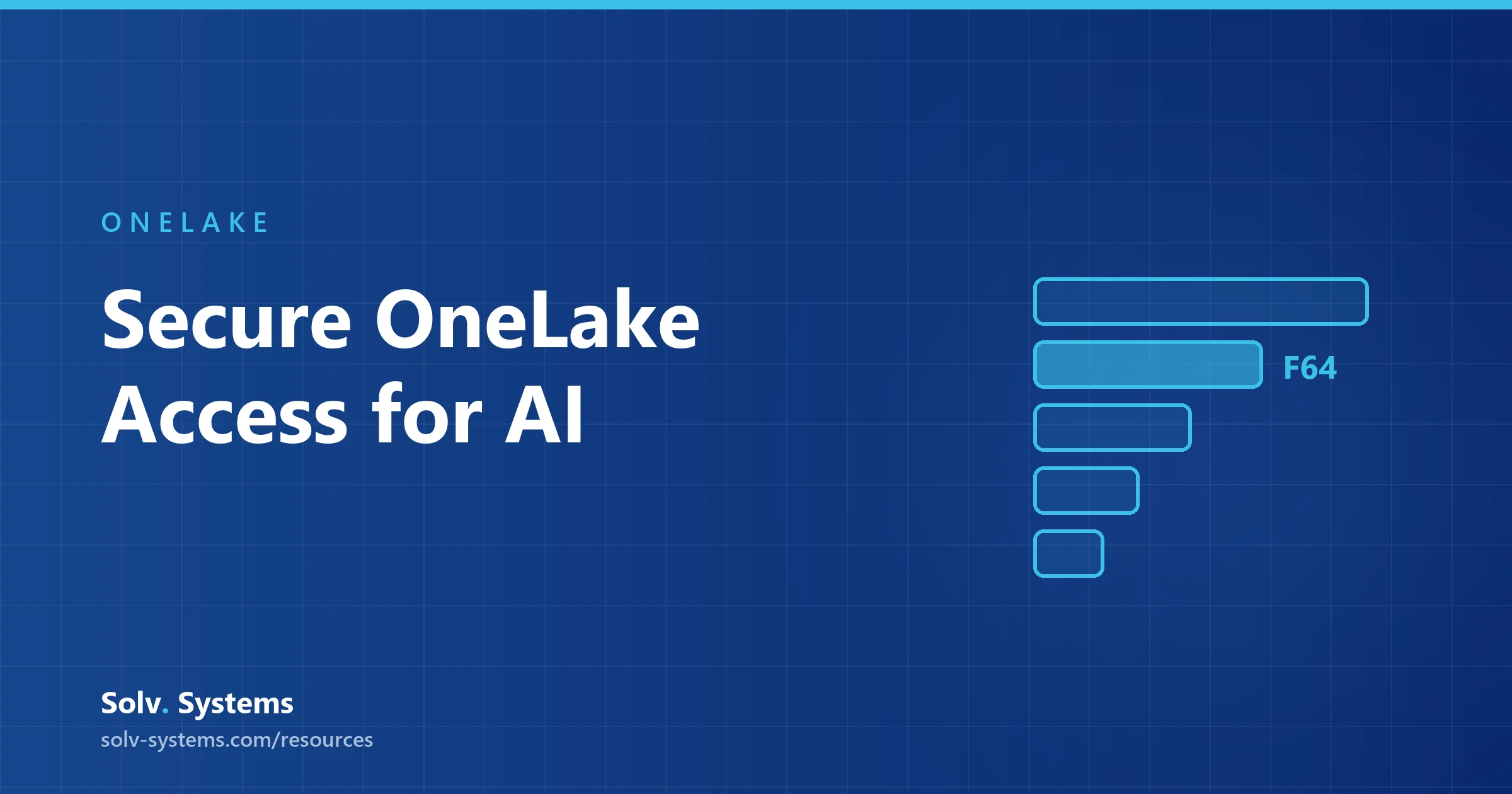 Navy Solv Systems title card reading 'Secure OneLake Access for AI' with a stacked blocks motif.