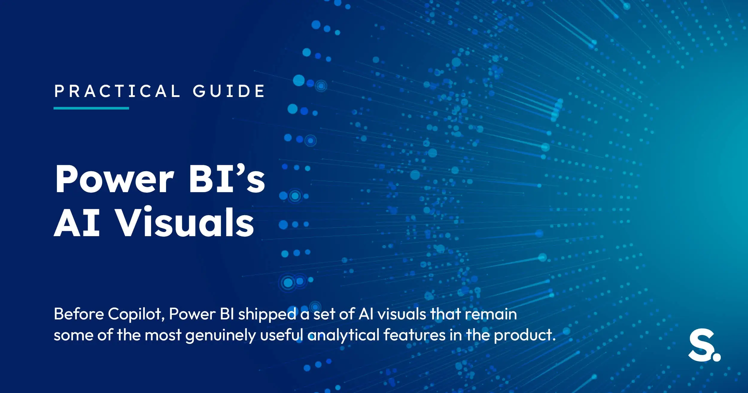 Navy Solv Systems title card reading 'Power BI AI Visuals' with a bar chart motif.