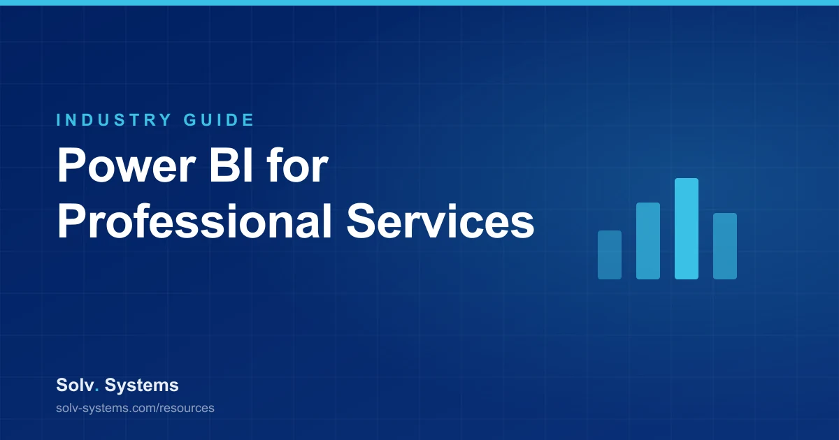 Navy Solv Systems title card reading 'Power BI for Professional Services' with a rising bar chart motif.