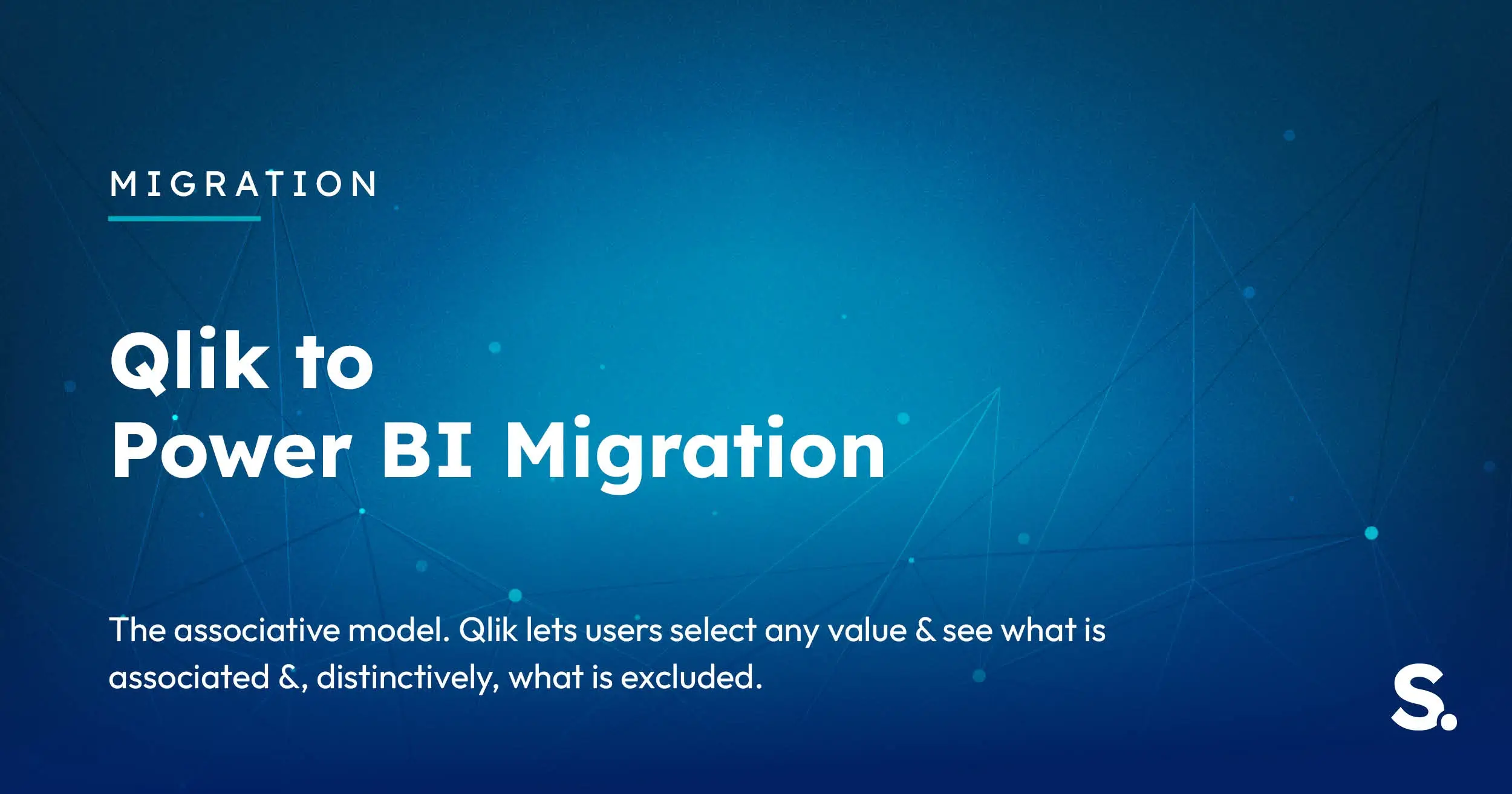 Navy Solv Systems title card reading 'Qlik to Power BI Migration' with migration arrows motif.