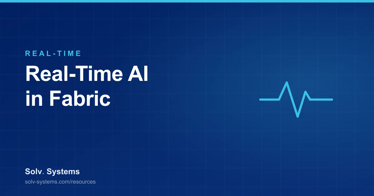 Navy Solv Systems title card reading 'Real-Time AI in Fabric' with a pulse line motif.