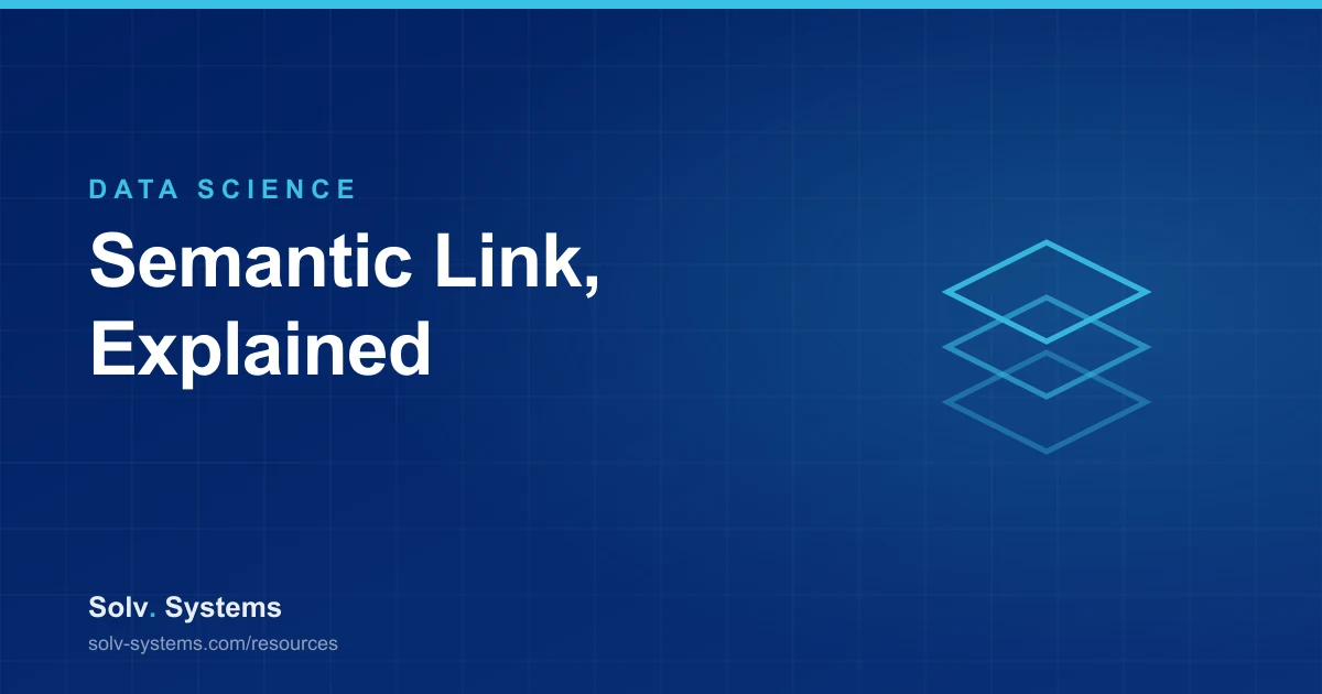 Navy Solv Systems title card reading 'Semantic Link in Fabric' with a linked layers motif.