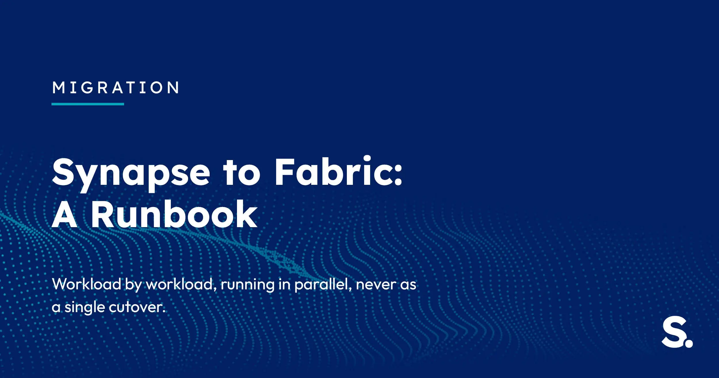 Navy Solv Systems title card reading 'Synapse to Fabric: A Runbook' with cyan light particles.